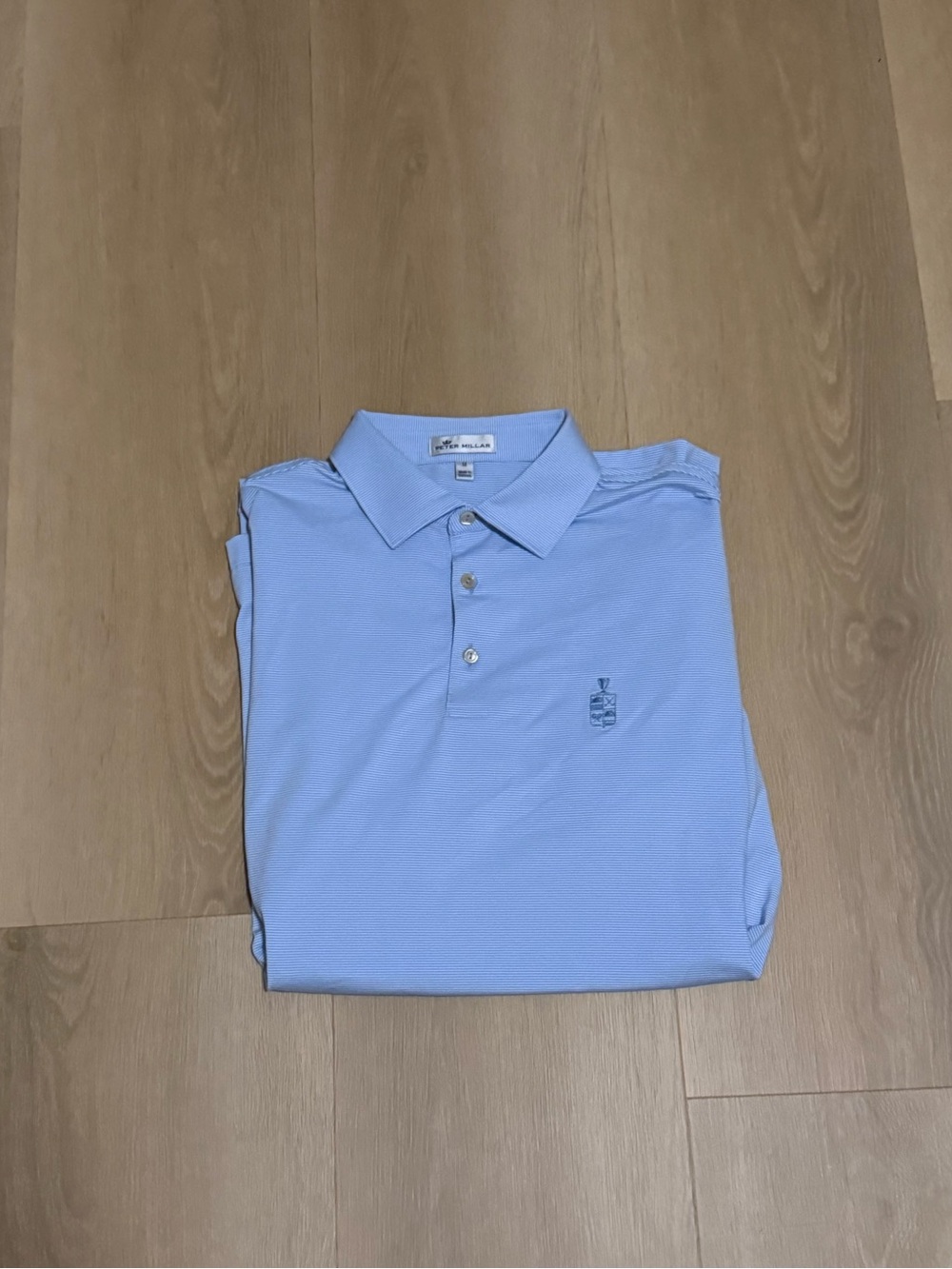 Peter Millar Men's Light Blue Striped Polo Shirt
